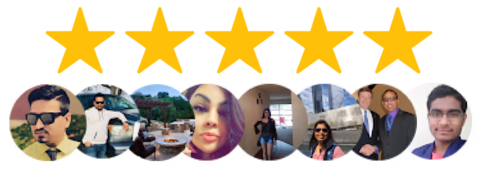 5 stars review image with pictures of the reviewers below